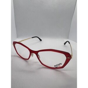 Mad in Italy‎ Designer Eyeglasses Frames Cat Eye Red Gold Hand Made Italy